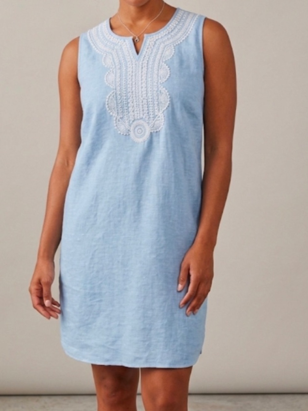 J. Jill Light 100% Linen Sleeveless Shift Dress